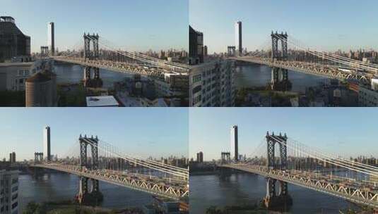 航拍蓝天下的大桥高清在线视频素材下载