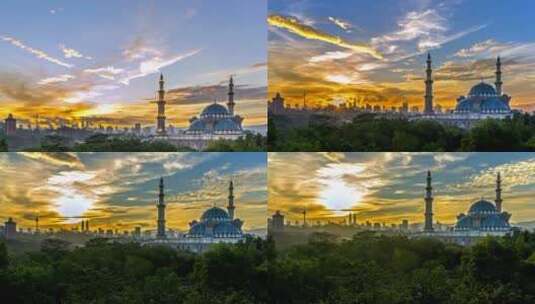 清真寺泰姬陵日出延时背景视频高清在线视频素材下载