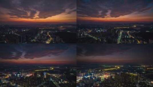 大湾区珠海金湾红旗镇夜景晚霞航拍延时高清在线视频素材下载