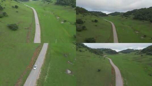 关山牧场草原公路汽车自驾行驶驰骋高清在线视频素材下载