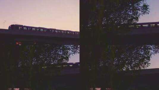 8k实拍高架桥上城铁列车高清在线视频素材下载