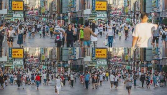 青岛台东商业步行街延时高清在线视频素材下载