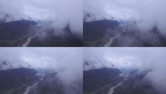航拍横断山峰云雾 穿过峡谷云雾高清在线视频素材下载