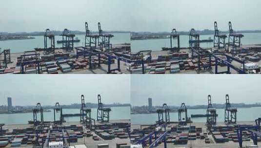 航拍海口港码头高清在线视频素材下载