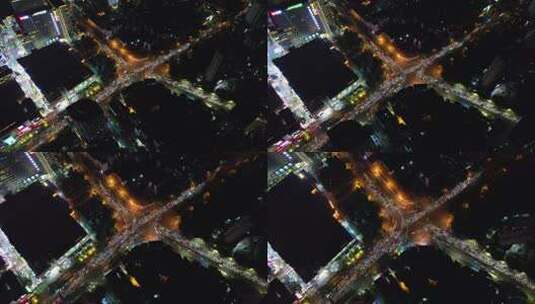 云南昆明城市夜景拥堵交通航拍高清在线视频素材下载
