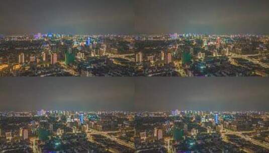 浙江杭州城市夜景大范围移动延时航拍高清在线视频素材下载