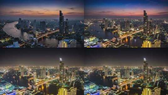 航拍下的城市夜景高清在线视频素材下载