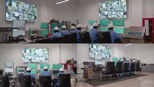 6792 监控室 总控室 生产线 监控 大屏高清在线视频素材下载