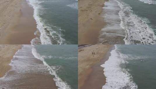 海浪沙滩海浪拍打沙滩航拍旅拍素材潮汐高清在线视频素材下载