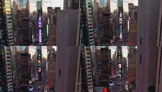 城市航拍纽约时代广场摩天大楼城市交通高清在线视频素材下载
