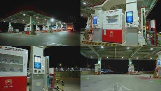 中国石油夜景 加油加油车辆 国石油高清在线视频素材下载