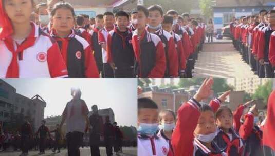 小学生升旗仪式高清在线视频素材下载