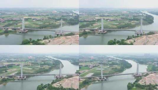 中国广东省广州市广汕高铁增江特大桥高清在线视频素材下载