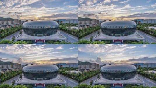 杭州亚运会体育场馆萧山瓜沥镇文体中心高清在线视频素材下载