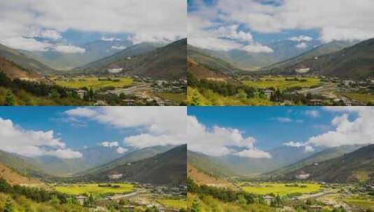 俯瞰不丹的帕罗市高清在线视频素材下载
