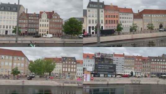 驾车行驶在北欧丹麦首都哥本哈根城市码头高清在线视频素材下载