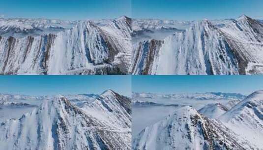 航拍四川夹金山自然风光冬天雪景高清在线视频素材下载