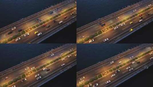 航拍广东广州海印大桥夜晚车流高清在线视频素材下载