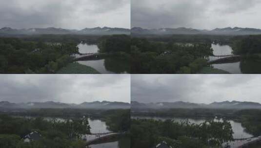 航拍Dlog原始素材雨后杭州西湖群山高清在线视频素材下载