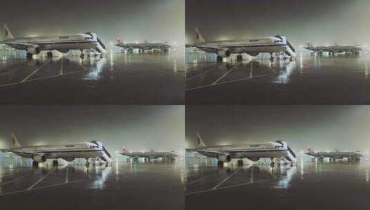 首都机场国航 首都机场下雨实拍高清在线视频素材下载