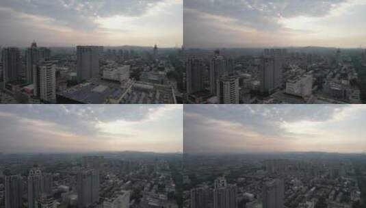山东淄博清晨迷雾航拍高清在线视频素材下载