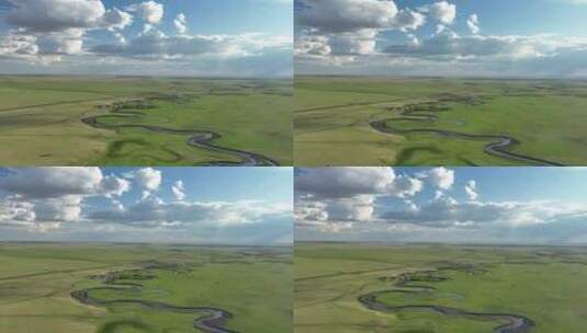 航拍呼伦贝尔草原莫日格勒河高清在线视频素材下载