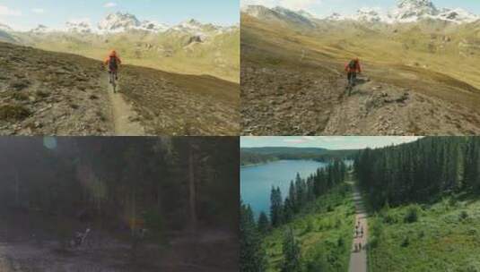 【合集】职业自行车手探险骑车山路高清视频高清在线视频素材下载