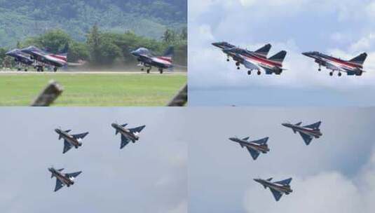 稳定：兰卡威航展空军八一表演队歼-10战机高清在线视频素材下载