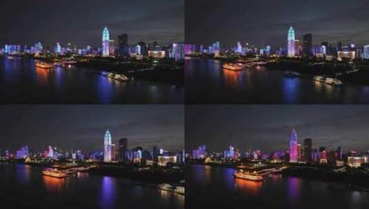 4K航拍武汉灯光秀夜景风光视频高清在线视频素材下载