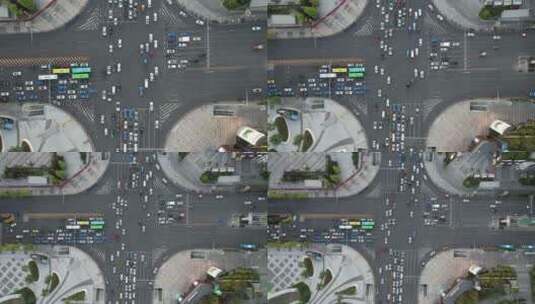 城市十字交叉路口拥堵交通航拍高清在线视频素材下载