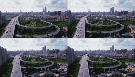 南浦大桥高架车流高清在线视频素材下载