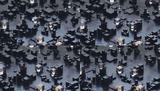 黑色方块几何体科技感背景3D渲染高清在线视频素材下载