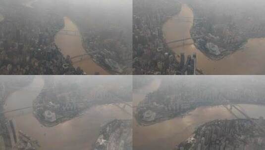 航拍山城重庆两江桥梁建设城市风光高清在线视频素材下载