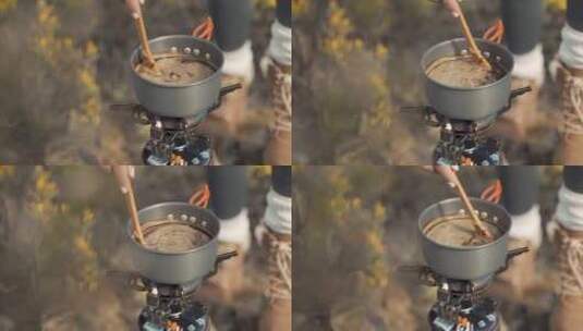 露营 篝火 烹饪高清在线视频素材下载