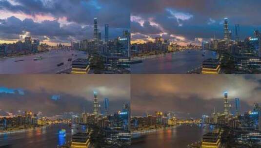 上海黄浦江日转夜延时高清在线视频素材下载