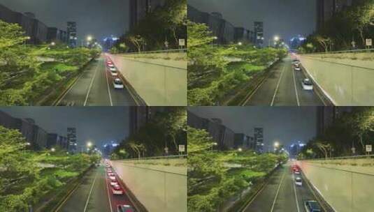 夜晚城市交通车流深圳的士排队进深圳北站高清在线视频素材下载