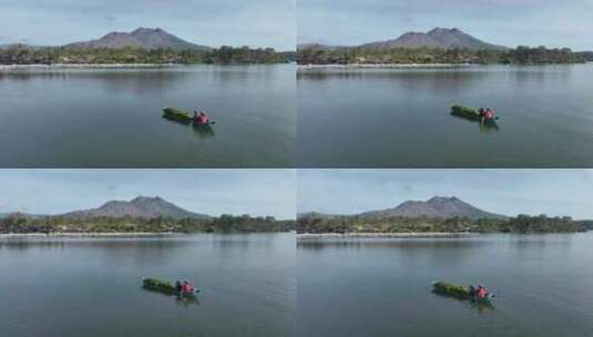 印尼巴厘岛巴图尔火山湖航拍自然风光高清在线视频素材下载