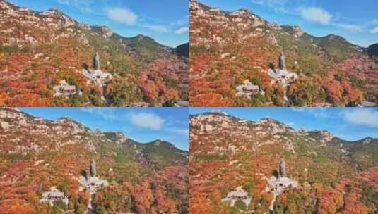 青岛崂山青岛秋景青岛太清宫航拍高清在线视频素材下载