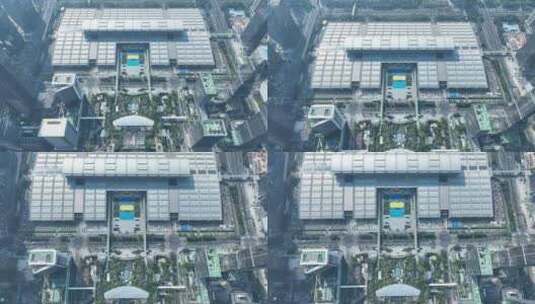 深圳会展中心航拍城市建筑风光市民中心广场高清在线视频素材下载