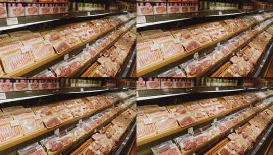 超市生鲜肉类柜台高清在线视频素材下载
