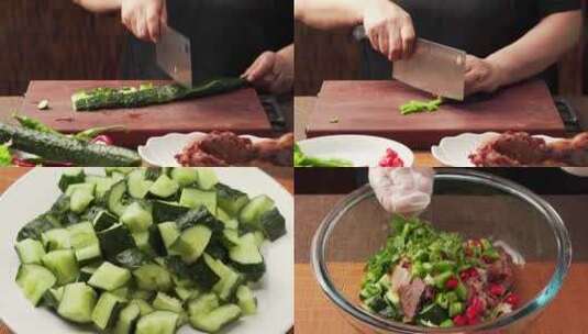 中国东北特色地方菜凉拌猪头肉制作过程高清在线视频素材下载