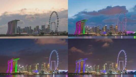 延时拍摄新加坡地标建筑群高清在线视频素材下载