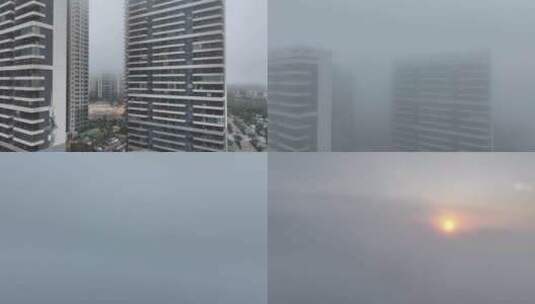 广东湛江鼎龙湾平流雾航拍高清在线视频素材下载