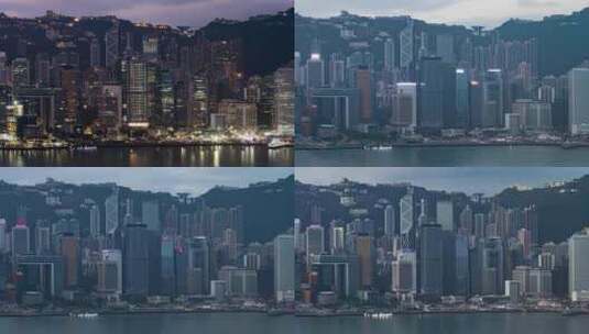 电影感香港维多利亚港日夜延时高清在线视频素材下载
