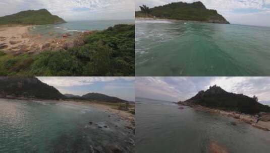 穿越机航拍4K海南三亚大海沙滩海边风景高清在线视频素材下载