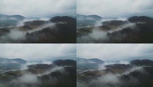 航拍山林清晨云雾高清在线视频素材下载