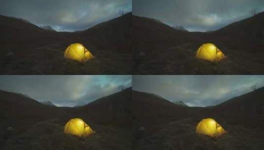 山上露营的帐篷高清在线视频素材下载