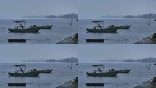 海南南渡江渔船高清在线视频素材下载