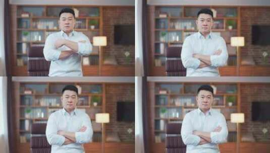 快乐开朗微笑的亚洲男老师的肖像，商人，讲高清在线视频素材下载