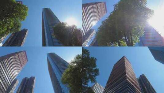 城市的高楼大厦特写镜头高清在线视频素材下载